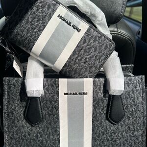 Michael Kors Black and Gray Satchel Set